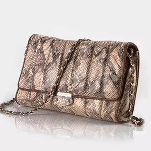 Judith Ripka Greenwich python leather shoulder bag in embossed bone